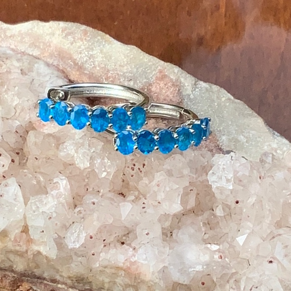 NEON BLUE APATITE 925 STERLING SILVER EARRINGS